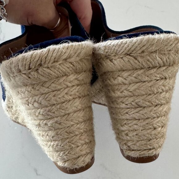Stuart Weitzman Espadrille Navy Wedge Sandals – Size 8 - Picture 7 of 8